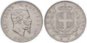 SAVOIA - Vittorio Emanuele II Re d'Italia (1861-1878) - 5 Lire 1874 M Pag. 498; Mont. 182 AG
SPL