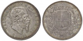 SAVOIA - Vittorio Emanuele II Re d'Italia (1861-1878) - 5 Lire 1875 M Pag. 499; Mont. 184 AG
BB+