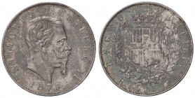 SAVOIA - Vittorio Emanuele II Re d'Italia (1861-1878) - 5 Lire 1875 R Pag. manca; Mont. 187 R AG R piccola Patinata
qSPL/SPL