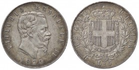 SAVOIA - Vittorio Emanuele II Re d'Italia (1861-1878) - 5 Lire 1875 R Pag. 500; Mont. 186 AG
BB+