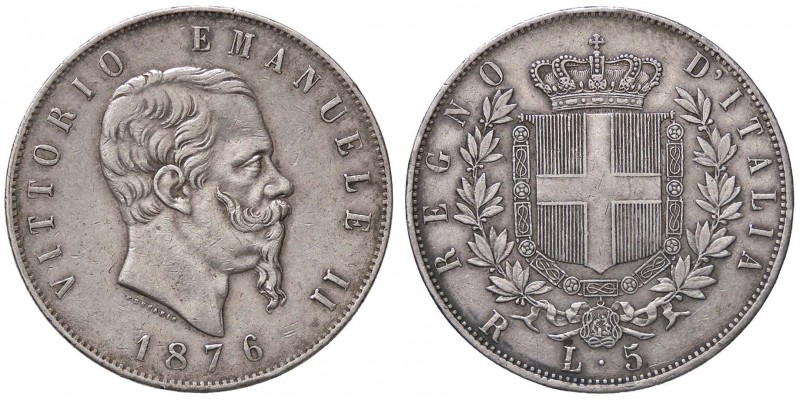 SAVOIA - Vittorio Emanuele II Re d'Italia (1861-1878) - 5 Lire 1876 R Pag. 501; ...