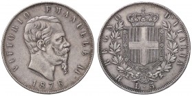 SAVOIA - Vittorio Emanuele II Re d'Italia (1861-1878) - 5 Lire 1876 R Pag. 501; Mont. 188 AG
BB+