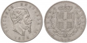 SAVOIA - Vittorio Emanuele II Re d'Italia (1861-1878) - 5 Lire 1876 R Pag. 501; Mont. 188 AG
BB/BB+