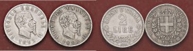 SAVOIA - Vittorio Emanuele II Re d'Italia (1861-1878) - 2 Lire 1863 N Valore e Stemma Mont. 196/198 NC AG Lotto di 2 monete
MB÷BB