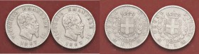 SAVOIA - Vittorio Emanuele II Re d'Italia (1861-1878) - Lira 1863 e 1867 M Stemma AG Lotto di 2 monete
MB÷qBB
