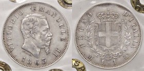 SAVOIA - Vittorio Emanuele II Re d'Italia (1861-1878) - Lira 1863 M Stemma Pag. 514; Mont. 204 AG Sigillata qFDC
SPL/SPL+