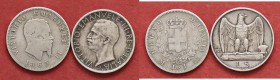 SAVOIA - Vittorio Emanuele II Re d'Italia (1861-1878) - Lira 1863 M Stemma Pag. 514; Mont. 204 AG FKRT sul bordo Assieme a 5 lire 1927** FFRT sul bord...
