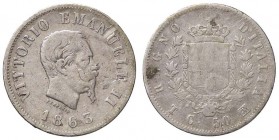 SAVOIA - Vittorio Emanuele II Re d'Italia (1861-1878) - 50 Centesimi 1863 T Stemma Pag. 526; Mont. 214 NC AG
MB