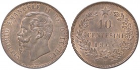 SAVOIA - Vittorio Emanuele II Re d'Italia (1861-1878) - 10 Centesimi 1866 H Pag. 544; Mont. 237 CU
SPL+