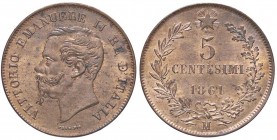 SAVOIA - Vittorio Emanuele II Re d'Italia (1861-1878) - 5 Centesimi 1861 M Pag. 552; Mont. 246 CU
qFDC