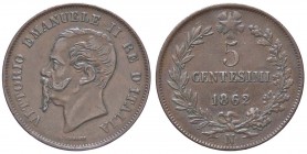 SAVOIA - Vittorio Emanuele II Re d'Italia (1861-1878) - 5 Centesimi 1862 N Pag. 554; Mont. 250 CU
BB/BB+