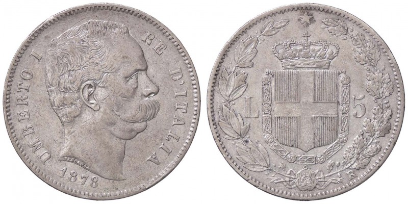 SAVOIA - Umberto I (1878-1900) - 5 Lire 1878 Pag. 589; Mont. 32 RR AG
qBB/BB