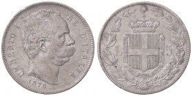 SAVOIA - Umberto I (1878-1900) - 5 Lire 1878 Pag. 589; Mont. 32 RR AG
qBB/BB