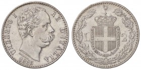 SAVOIA - Umberto I (1878-1900) - 2 Lire 1885 Pag. 595; Mont. 40 R AG Lucidata
BB