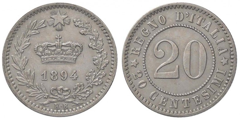 SAVOIA - Umberto I (1878-1900) - 20 Centesimi 1894 KB Pag. 611; Mont. 58 NI
qFD...