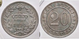 SAVOIA - Umberto I (1878-1900) - 20 Centesimi 1894 R Pag. 610; Mont. 57 NI Sigillata Simone Rocco
qFDC