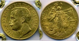 SAVOIA - Vittorio Emanuele III (1900-1943) - 50 Lire 1911 Cinquantenario Pag. 656; Mont. 34 R AU Segnetti - Sigillata Numismatica Monami senza conserv...