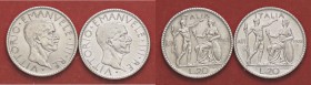 SAVOIA - Vittorio Emanuele III (1900-1943) - 20 Lire 1927 e 1928 A VI Littore Pag. 672 e 673; Mont. 65 e 67 R AG
med. BB