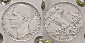 SAVOIA - Vittorio Emanuele III (1900-1943) - 10 Lire 1926 Biga Pag. 691; Mont. 87 R AG Bordo stretto Sigillata Massimo Ronchi
SPL-FDC