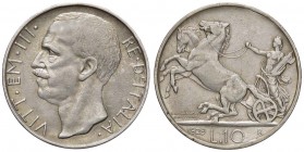 SAVOIA - Vittorio Emanuele III (1900-1943) - 10 Lire 1929 * Biga Pag. 694; Mont. 93 RR AG Da montatura
MB-BB