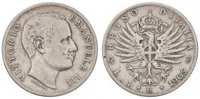 SAVOIA - Vittorio Emanuele III (1900-1943) - Lira 1905 Aquila Pag. 765; Mont. 190 RR AG
MB