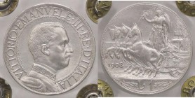 SAVOIA - Vittorio Emanuele III (1900-1943) - Lira 1908 Quadriga lenta Pag. 768; Mont. 194 R AG Sigillata Massimo Ronchi
qSPL/SPL