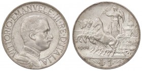 SAVOIA - Vittorio Emanuele III (1900-1943) - Lira 1908 Quadriga lenta Pag. 768; Mont. 194 R AG
qSPL