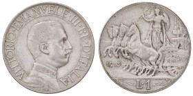 SAVOIA - Vittorio Emanuele III (1900-1943) - Lira 1913 Quadriga lenta Pag. 772; Mont. 198 AG
BB+