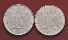 SAVOIA - Vittorio Emanuele III (1900-1943) - Lira 1940 XVIII Impero Mont. 227/228 Ac Magnetica e antimagnetica Lotto di 2 monete
FDC