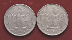 SAVOIA - Vittorio Emanuele III (1900-1943) - Lira 1940 XVIII Impero Mont. 227/228 Ac Magnetica e antimagnetica Lotto di 2 monete
qFDC÷FDC
