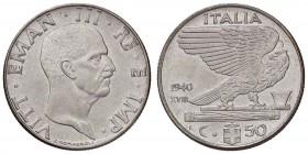 SAVOIA - Vittorio Emanuele III (1900-1943) - 50 Centesimi 1940 XVIII Pag. 823a; Mont. 268 Ac Magnetica Eccezionale
FDC