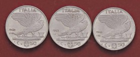 SAVOIA - Vittorio Emanuele III (1900-1943) - 50 Centesimi 1940-1941-1942 Impero Ac
qFDC÷FDC