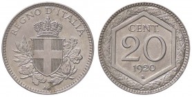 SAVOIA - Vittorio Emanuele III (1900-1943) - 20 Centesimi Esagono 1920 Pag. 852; Mont. 302 R NI
qFDC