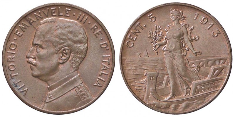 SAVOIA - Vittorio Emanuele III (1900-1943) - 5 Centesimi 1913 Prora (senza punto...