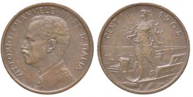 SAVOIA - Vittorio Emanuele III (1900-1943) - Centesimo 1908 Prora Pag. 945; Mont. 422 RR CU
SPL