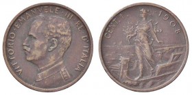 SAVOIA - Vittorio Emanuele III (1900-1943) - Centesimo 1908 Prora Pag. 945; Mont. 422 RR CU
BB+