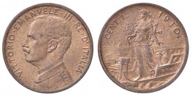 SAVOIA - Vittorio Emanuele III (1900-1943) - Centesimo 1910 Prora Pag. 947; Mont. 424 CU Rame rosso
FDC