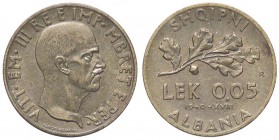 SAVOIA - Albania - 0,05 Lek 1940 XVIII Pag. 1007; Mont. 510 BR
SPL+