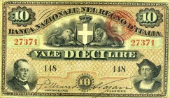 CARTAMONETA - SARDO-PIEMONTESE - Banca Nazionale nel Regno d'Italia - 10 Lire 17/07/1872 Gav. 160 R Galliano/Nazari
BB+
