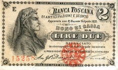 CARTAMONETA - TOSCANA - Banca Toscana di Anticipazioni e Sconto (24/04/1870) - 2 Lire 24/04/1870
SPL