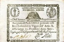 CARTAMONETA - STATO PONTIFICIO - Repubblica Romana Assegnati (1798) - 10 Paoli Anno 7 Gav. 71 Galli (retro quadrato)
qFDS