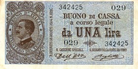 CARTAMONETA - BUONI DI CASSA - Vittorio Emanuele III (1900-1943) - Lira 18/08/1914 - Serie 1-40 Alfa 10; Lireuro 3A Dell'Ara/Righetti
qSPL