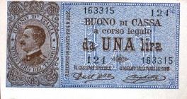 CARTAMONETA - BUONI DI CASSA - Vittorio Emanuele III (1900-1943) - Lira 21/09/1914 - Serie 41-160 Alfa 11; Lireuro 3B Dell'Ara/Righetti
FDS