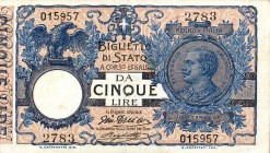 CARTAMONETA - BIGLIETTI DI STATO - Vittorio Emanuele III (1900-1943) - 5 Lire 17/06/1915 - Serie 1851-3730 Alfa 54; Lireuro 12D Giu.Dell'Ara/Righetti...