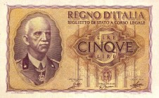 CARTAMONETA - BIGLIETTI DI STATO - Vittorio Emanuele III (1900-1943) - 5 Lire 1940 - XVIII Alfa 60; Lireuro 13A Grassi/Porena/Cossu Lotto di 2 bigliet...