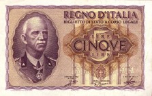CARTAMONETA - BIGLIETTI DI STATO - Vittorio Emanuele III (1900-1943) - 5 Lire 1940 - XVIII Alfa 60; Lireuro 13A Grassi/Porena/Cossu Lotto di 10 biglie...