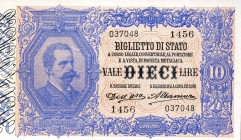 CARTAMONETA - BIGLIETTI DI STATO - Vittorio Emanuele III (1900-1943) - 10 Lire 22/01/1911 - Serie 1371-1550 Alfa 76; Lireuro 17B RRR Dell'Ara/Altamura...