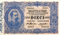 CARTAMONETA - BIGLIETTI DI STATO - Vittorio Emanuele III (1900-1943) - 10 Lire 23/04/1914 - Serie 1551-2100 Alfa 77; Lireuro 17C R Dell'Ara/Righetti P...