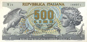 CARTAMONETA - BIGLIETTI DI STATO - Repubblica Italiana (monetazione in lire) (1946-2001) - 500 Lire - Aretusa 23/02/1970 Alfa 552; Lireuro 25C Viaggio...