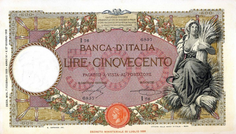 CARTAMONETA - BANCA d'ITALIA - Vittorio Emanuele III (1900-1943) - 500 Lire - Ca...
